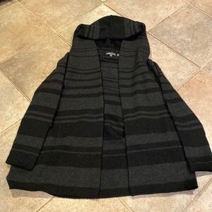 Vince Women’s Long Hooded Black Striped Cardigan Size Small